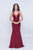 Nina Canacci - 1417 Plunging Sweetheart Crisscross-Strapped Bodice Gown in Red