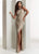 Jasz Couture - 1417 Fitted Sequined Halter Gown with Slit In White