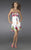 La Femme - 14198 Printed Empire Belted Cocktail Dress In Pink and White