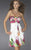 La Femme - 14198 Printed Empire Belted Cocktail Dress In Pink and White