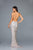 Scala - 47542 Fully Embellished Strapless V Neck Backless Sheath Dress In White Pink and Silver