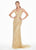 Ashley Lauren - 1420 Beaded Plunging V-Neck Evening Dress In Silver and Gold