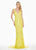 Ashley Lauren - 1421 Floral Plunging V-Neck Evening Gown In Yellow