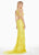 Ashley Lauren - 1421 Floral Plunging V-Neck Evening Gown In Yellow