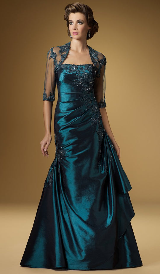 Rina Di Montella - RD1422 Embellished Taffeta Trumpet Gown With Jacket in Green