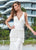 Ashley Lauren - 1422 Beaded Tiered Plunging V-Neck Dress In White
