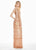 Ashley Lauren - 1422 Beaded Tiered Plunging V-Neck Dress In Pink and Gold
