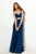 Angela and Alison - 21037 Strapless Ruched  Sweetheart Empire Gown in Blue