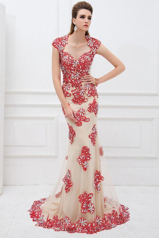 Angela & Alison - 41102 Floral Lace Sweetheart Sheath Dress In Red