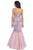 Strapless Mermaid Dress with Embellished Lace Appliqued Bodice in Purple and Neutral