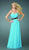 La Femme - 14259 Sleeveless Evening Dress with Concentric Waistband in Blue