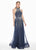Ashley Lauren - 1426 Sequin Embellished High Halter Gown In Silver and Blue