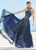 Ashley Lauren - 1426 Sequin Embellished High Halter Gown In Silver and Blue