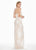 Ashley Lauren - 1427 Sequined Blouson Bodice High Slit Gown In White