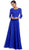 Cinderella Divine - 14327 Quarter Sleeve Soutache Bodice A-Line Long Formal Dress