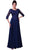 Cinderella Divine - 14327 Quarter Sleeve Soutache Bodice A-Line Long Formal Dress
