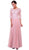 Cinderella Divine - Quarter Sleeve Soutache Bodice A-Line Long Formal Dress 14327 In Pink
