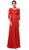 Cinderella Divine - 14327 Quarter Sleeve Soutache Bodice A-Line Long Formal Dress
