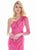Ashley Lauren - 1432 Beaded One Shoulder Sleeve Dress In Pink