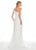Ashley Lauren - 1432 Beaded One Shoulder Sleeve Dress In White