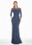 Ashley Lauren - 1433 Sequin Embellished Stretch Lace Dress In Blue