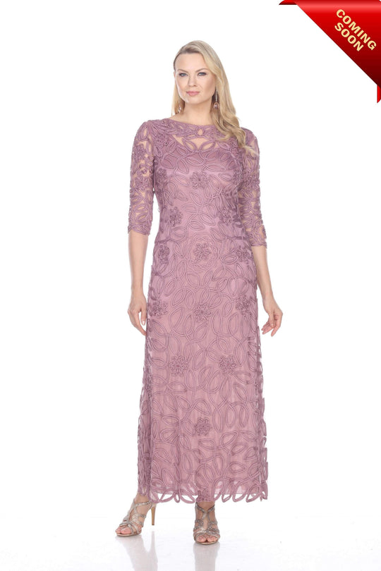 Soulmates - 1616 SOUTACHE EMBROIDERED LACE EVENING GOWN DRESS