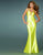 La Femme - 14345 Beaded V-Neckline Crisscross Back Satin Gown In Yellow