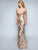 Nina Canacci - 1436 Strappy Sequined Fitted Evening Gown In Pink and Gold