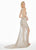 Ashley Lauren - 1438 Beaded Sequin Evening Gown with Slit In Silver and Neutral
