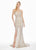 Ashley Lauren - 1438 Beaded Sequin Evening Gown with Slit In Silver and Neutral