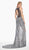 Ashley Lauren - 1438 Beaded Sequin Evening Gown with Slit In Silver and Black