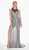 Ashley Lauren - 1438 Beaded Sequin Evening Gown with Slit In Silver and Black