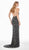 Ashley Lauren - 1439 Plunging Halter Sequin Evening Gown In Silver and Black