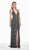 Ashley Lauren - 1439 Plunging Halter Sequin Evening Gown In Silver and Black