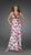 La Femme - Long Printed Dress with Criss Cross Back 14403 In Pink