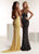 Jasz Couture - 1440 Sleeveless Contrast Scroll Beaded Sheath Gown In Yellow and Black
