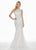 Ashley Lauren - 1444 Bedazzled Jewel Neck Tulle Mermaid Dress In White