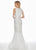 Ashley Lauren - 1444 Bedazzled Jewel Neck Tulle Mermaid Dress In White