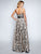 Nina Canacci - 1446 Two Tone Laser Cut A-line Dress In Black and Neutral