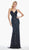 Ashley Lauren - 1446 Bedazzled V-neck Sheath Dress With Train In Black