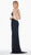 Ashley Lauren - 1446 Bedazzled V-neck Sheath Dress With Train In Black