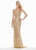 Ashley Lauren - 1446 Bedazzled V-neck Sheath Dress With Train In Gold