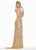 Ashley Lauren - 1446 Bedazzled V-neck Sheath Dress With Train In Gold