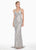 Ashley Lauren - 1446 Bedazzled V-neck Sheath Dress With Train In Silver