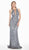Ashley Lauren - 1447 Bedazzled Halter Fitted Dress With Train In Gray