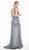 Ashley Lauren - 1447 Bedazzled Halter Fitted Dress With Train In Gray