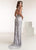 1450 Beaded Halter Sheath Dress With Slit