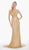 Ashley Lauren - 1451 Beaded Fringe V-Neck Dress In Gold