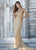 Ashley Lauren - 1451 Beaded Fringe V-Neck Dress In Gold