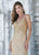 Ashley Lauren - 1451 Beaded Fringe V-Neck Dress In Gold
